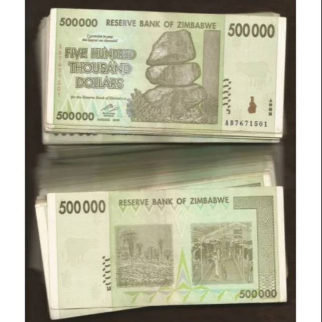 Uang Kuno Luar Atau Asing 500000 Dollar Zimbabwe Tahun 2008