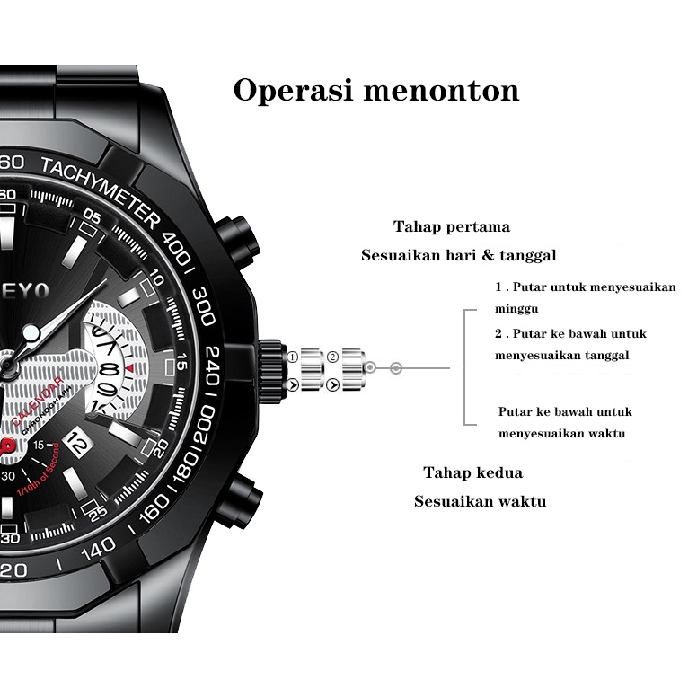 【TERMURAH】AOKEYO S001 Jam Tangan Pria Anti Air Original Luxury Stainless Steel  ✅COD（Free BOX+Kartu Garansi）-4