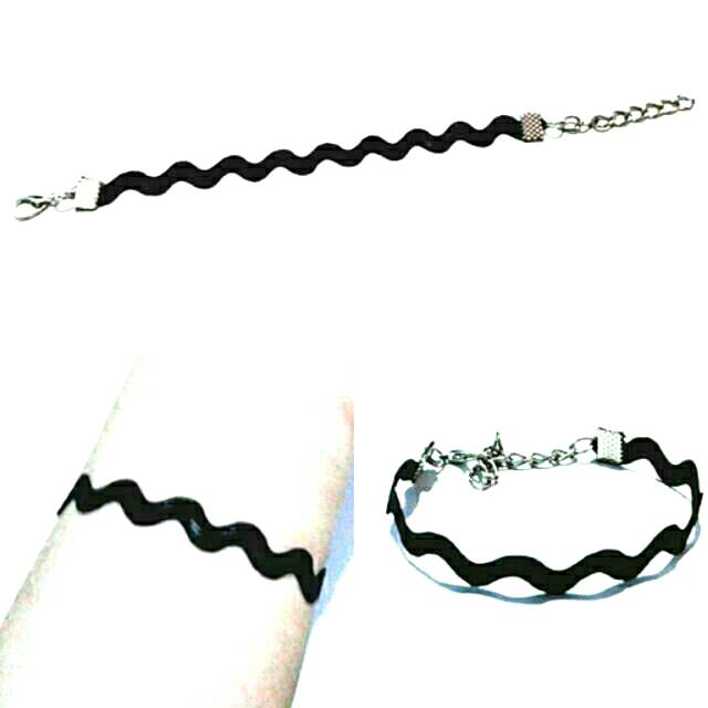 Black Zigzag Choker Plain Bracelet | Gelang Handmade