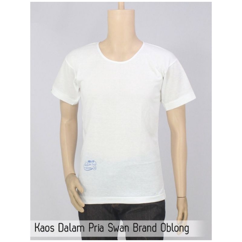 kaos dalam putih pria oblong berlengan swan