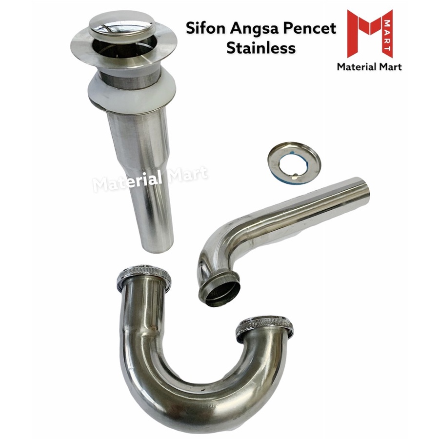 Sifon Angsa Pencet ASLI | Pipa Pembuangan Stainless | Afur Wastafel |Material Mart