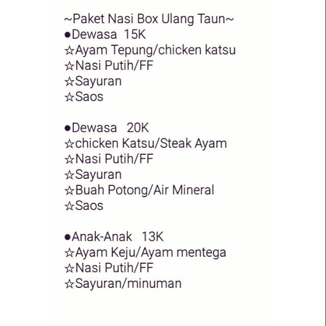 

paket nasi box ulang tahun