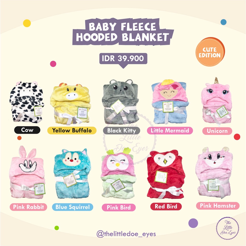 Baby Fleece Hooded Blanked / selimut baby