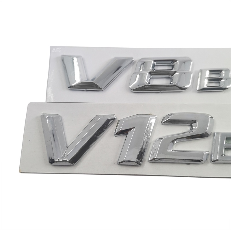 1 Pc Sticker Emblem Dekorasi Bagasi Belakang Mobil Mercedes AMG V8 V12 BITURBO Bahan ABS Chrome