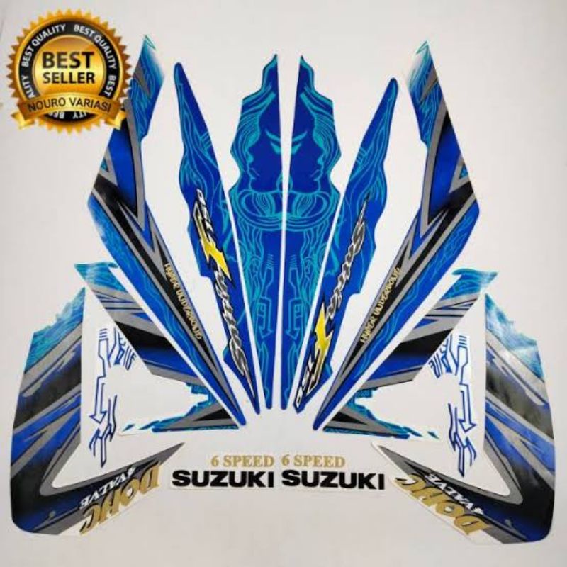 striping satria fu barong biru putih 2011 striping lis stiker standar Ori suzuki satria fu 2011 biru