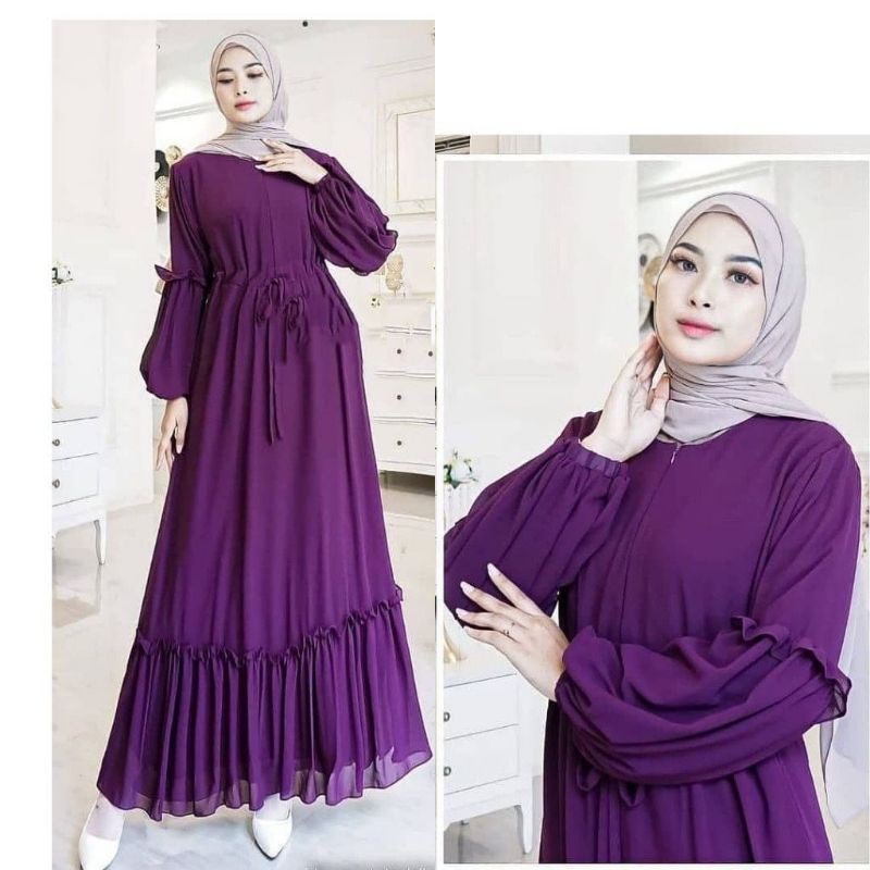 Mayang maxi dress wanita muslimah / dinna maxi dress / gamis lengan kerut balon