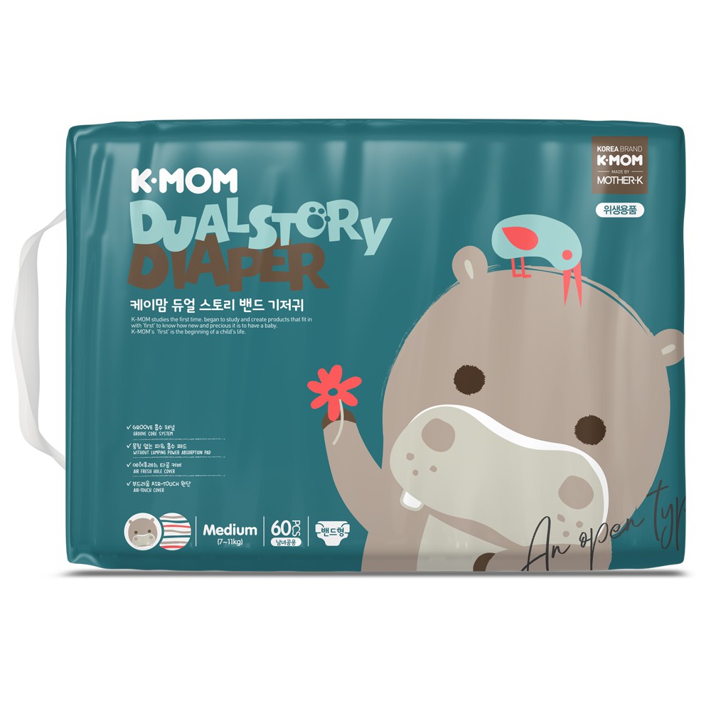 K-MOM Dual Story Diaper Popok Sekali Pakai Size Medium Isi 60 Pcs