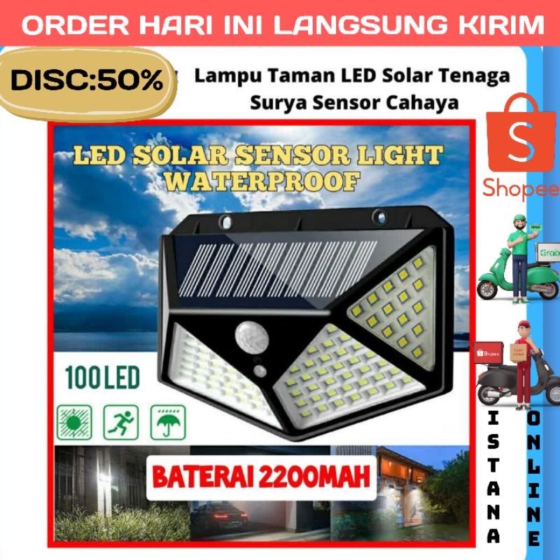 Lampu Taman 100 LED Solar Tenaga Surya Dengan Sensor Gerak istananonline