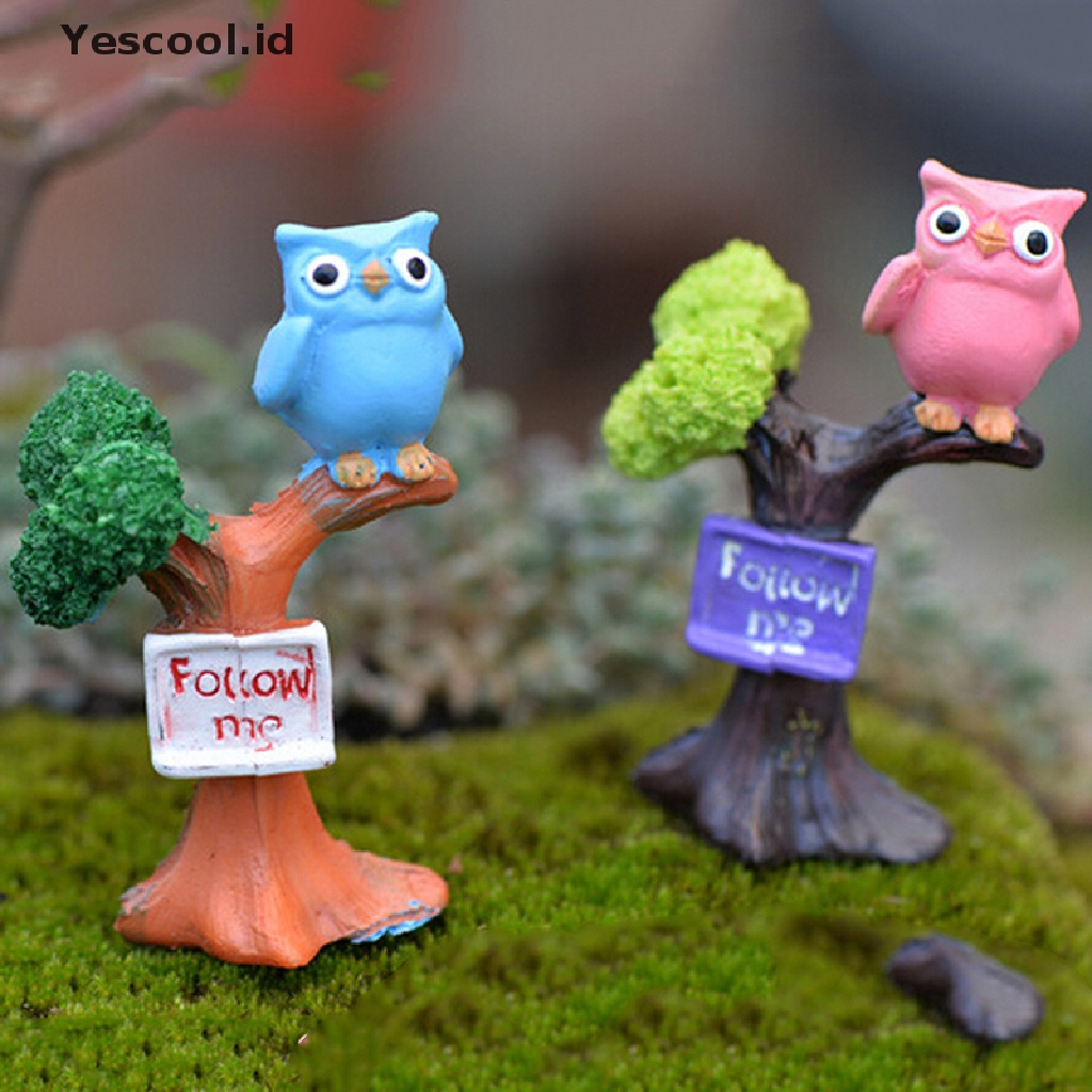 1 Pc Ornamen Miniatur Burung Hantu Bahan resin Untuk Taman bonsai