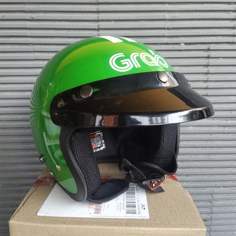 Grosir helm bogo Maxim Ojol kulit sni full Leher dewasa kaca datar injak