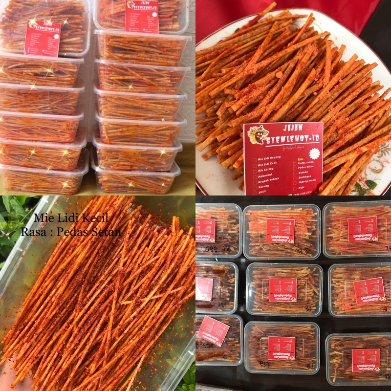 

MIE LIDI GEPENG & KECIL (Box & Pouch 300gr) BUMBU BASAH/ Mie lidi pedas / mie biting / jajan pedas Rizkimelshop.id