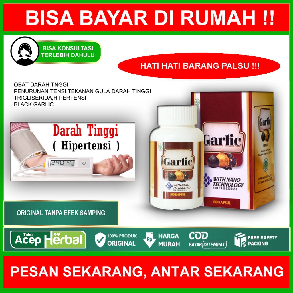 OBAT DARAH TINGGI - Penurun Tensi Tekanan Gula Darah Tinggi Trigliserida - Hipertensi - Black Garlic