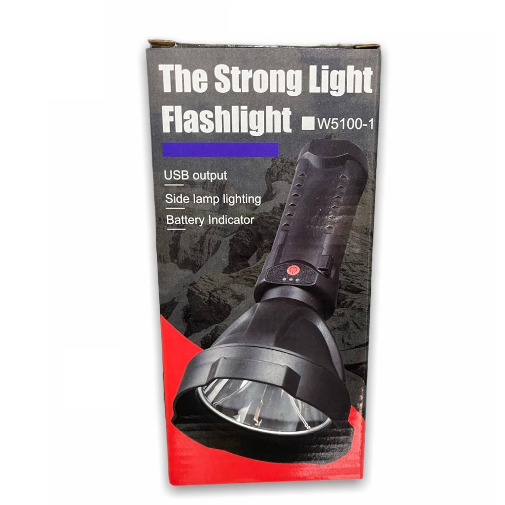 TERMURAH Senter LED W5100 - Flashlight With USB Output And side Lamp Lighting W5100-1