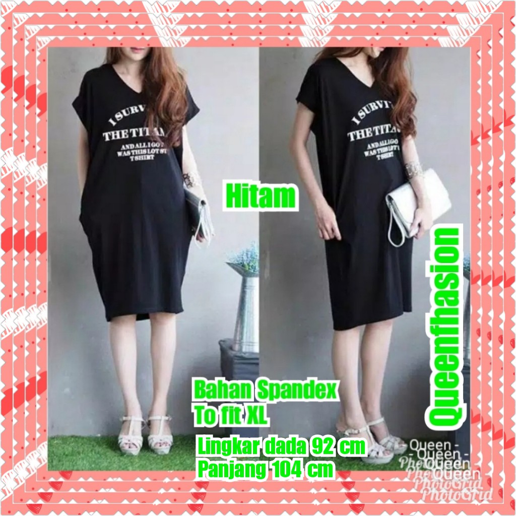 TERMURAH  Dress i Survived Hitam pakaian wanita dress terbaru terpopuler terlaris santai pesta