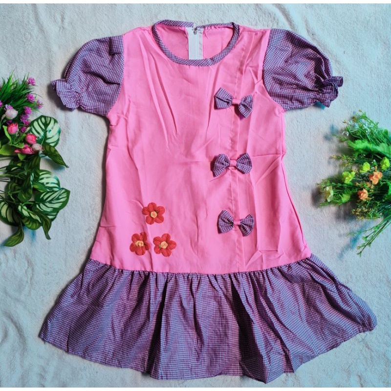 Dress anak cewek 6 7 8 Tahun baju anak perempuan katun bagus terbaru viral Tree bunga pita ciwi