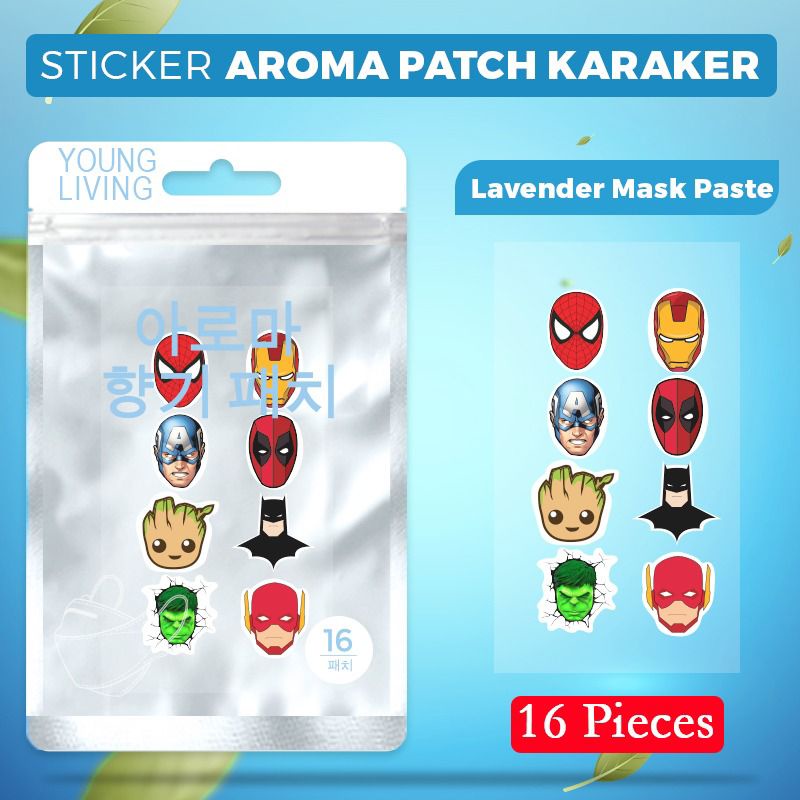 Stiker Aroma Masker Vanilla - Lavender - Green tea Motif Avengers - Sanrio isi 16Pcs