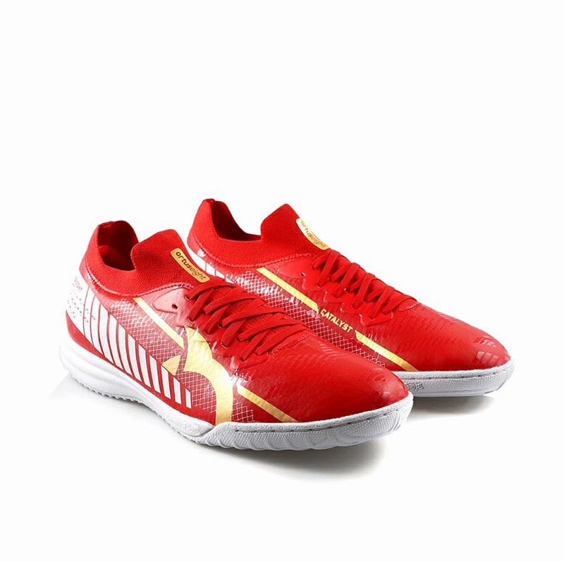 Sepatu Futsal Ortuseight Catalyst Liberte IN Se-Ortred/White/Gold