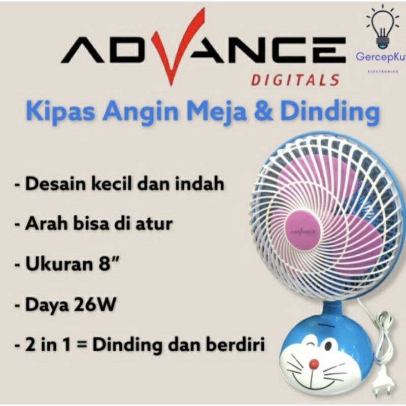 Kipas Angin Meja Dan Dinding 8 Inch Karakter Advance