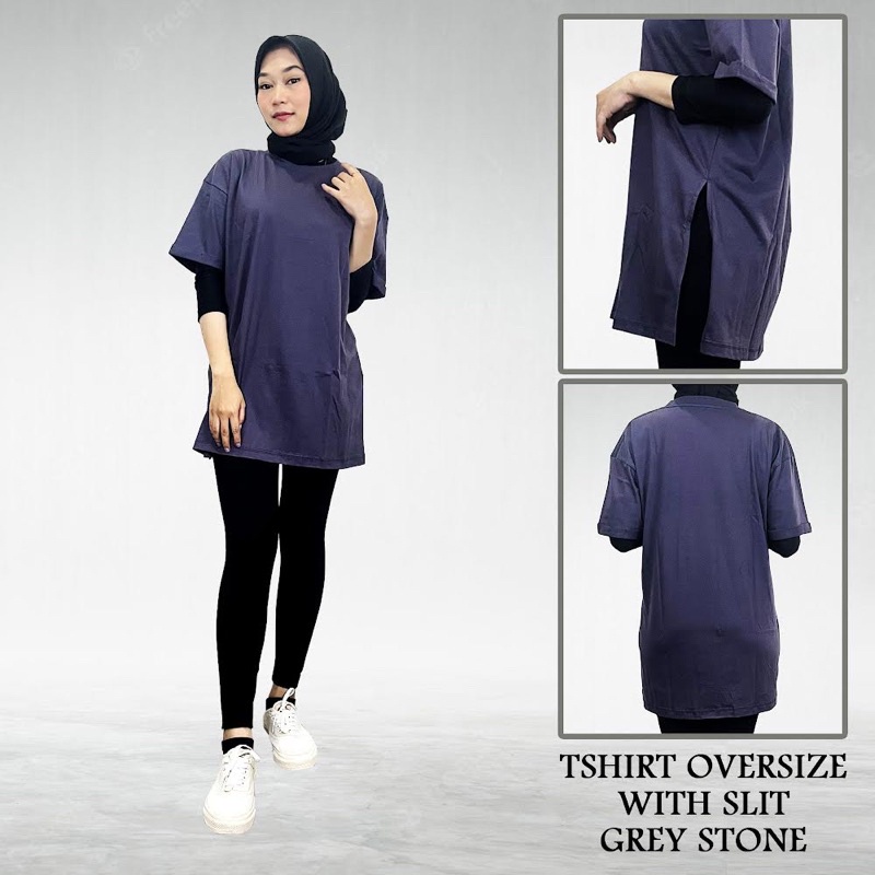 KAOS POLOS OVERSIZE WITH SLIT GREY STONE