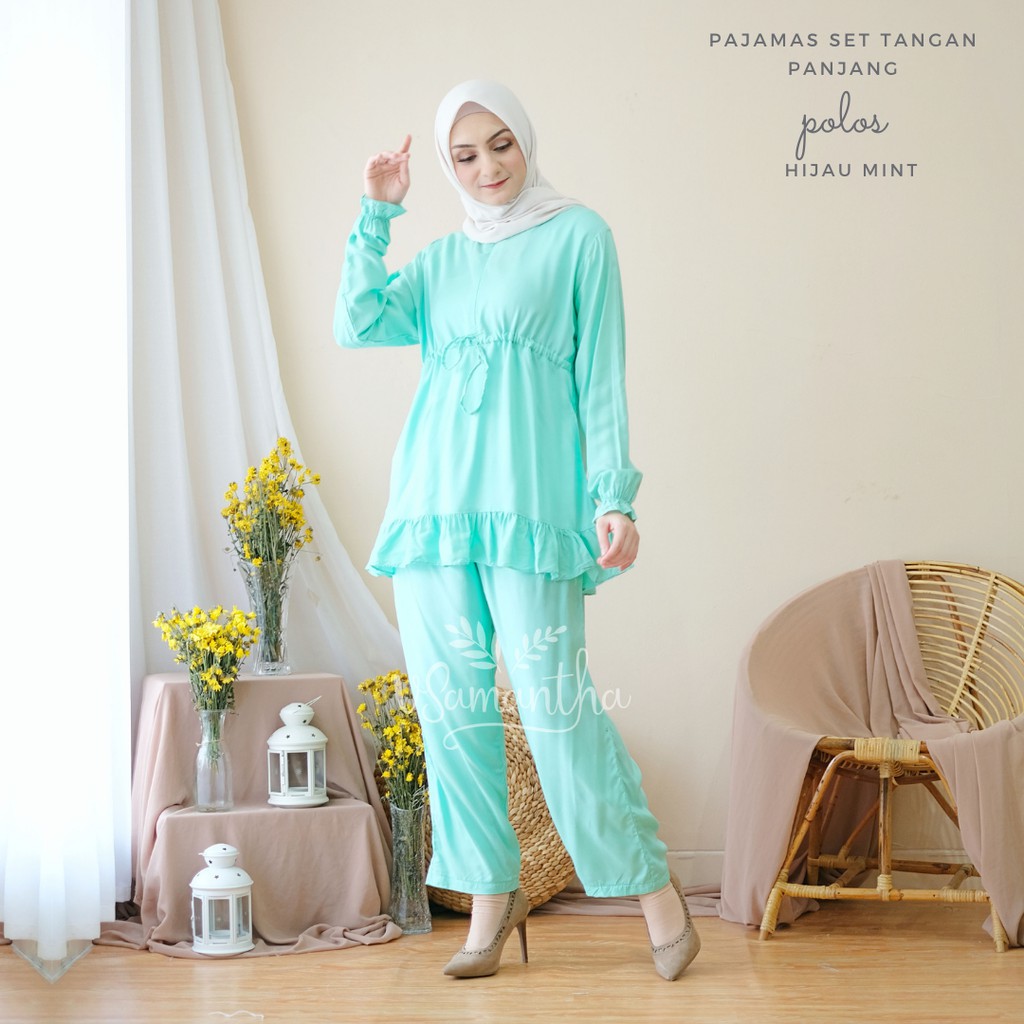 Pajamas Set Rayon Polos Rempel BUSUI | Tangan panjang , Celana panjang
