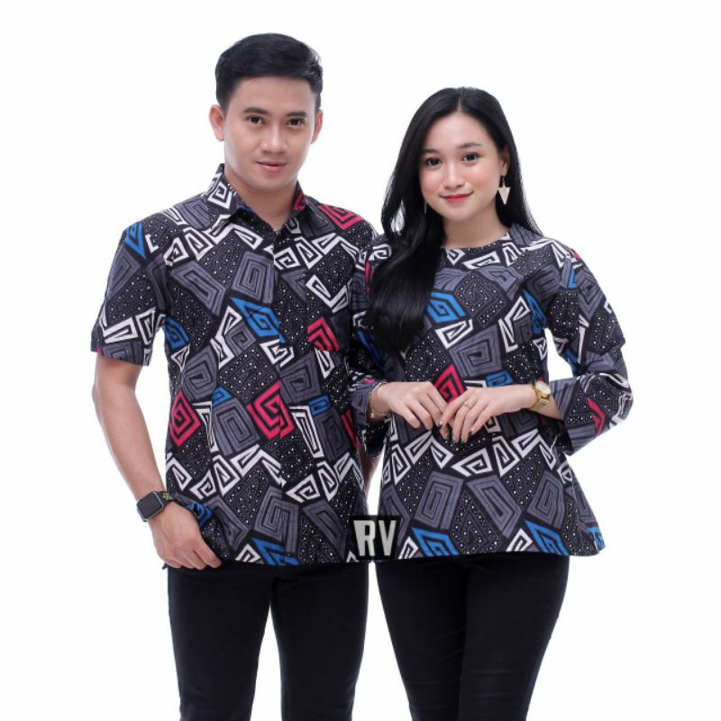 KEMEJA BATIK KOTAK ABU COUPLE G
