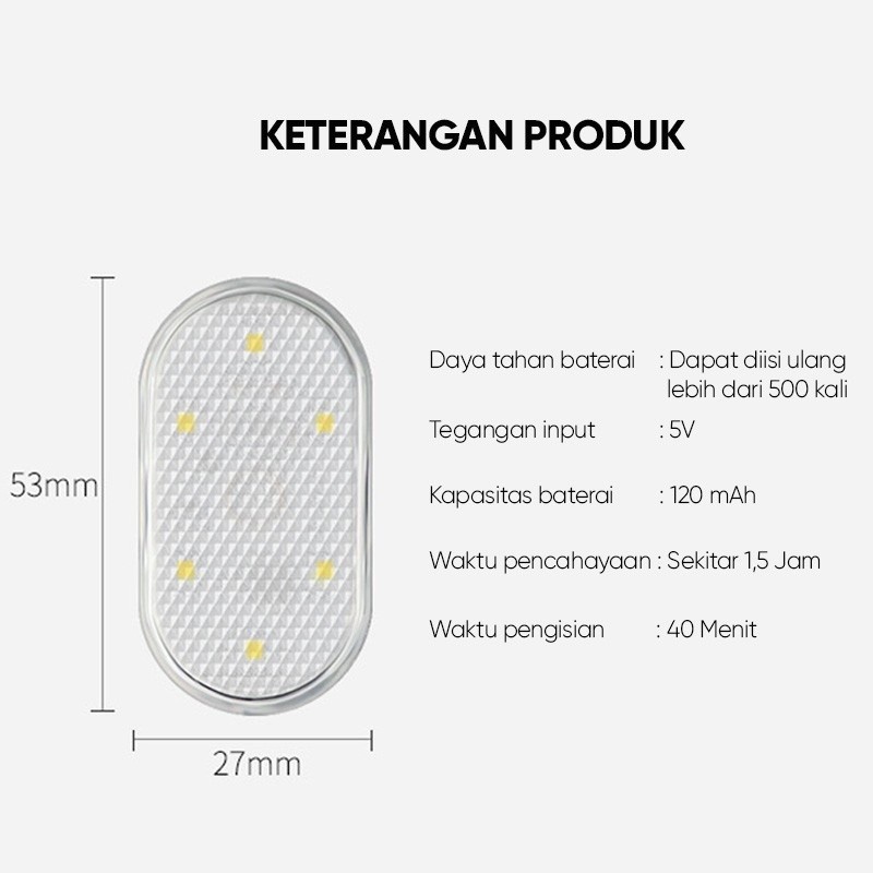 Touch Light Omextra Lampu Sentuh USB 6 LED Plafon Laci Kolong Mobil VTTouch Light Omextra Lampu Sentuh USB 6 LED Plafon Laci Kolong Mobil