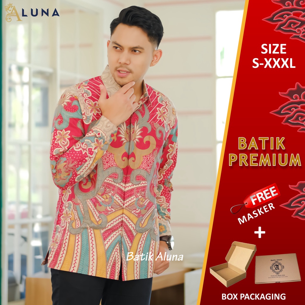 KEMEJA BATIK PRIA LENGAN PANJANG PREMIUM REGULAR MODERN BATIK ALUNA PCW 083