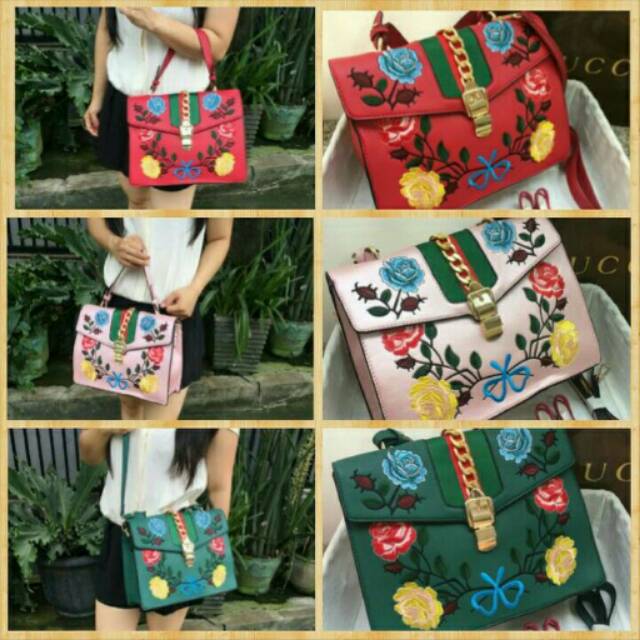 Tas Gucci Flower Bordir Medium