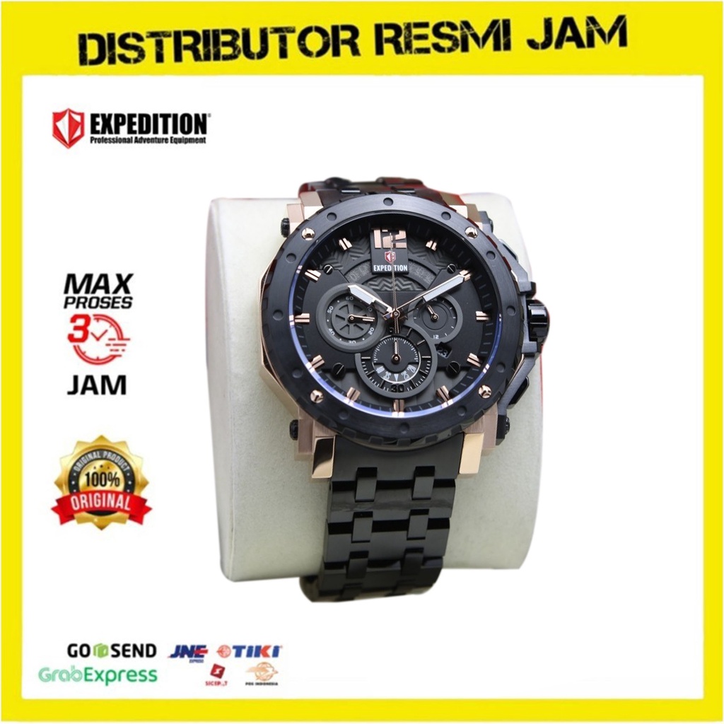 Jam Tangan Pria Expedition 6402 / E 6402 / E6402 Black Rosegold