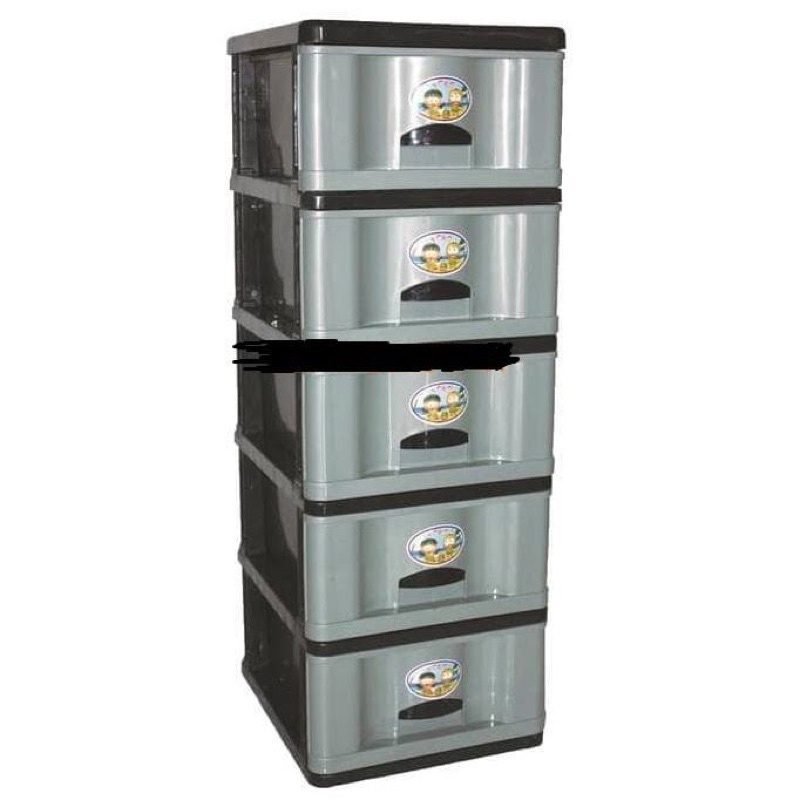 LACI LEMARI BAJU PAKAIAN PLASTIK SUSUN 5 CONTAINER KABINET YOKO HITAM