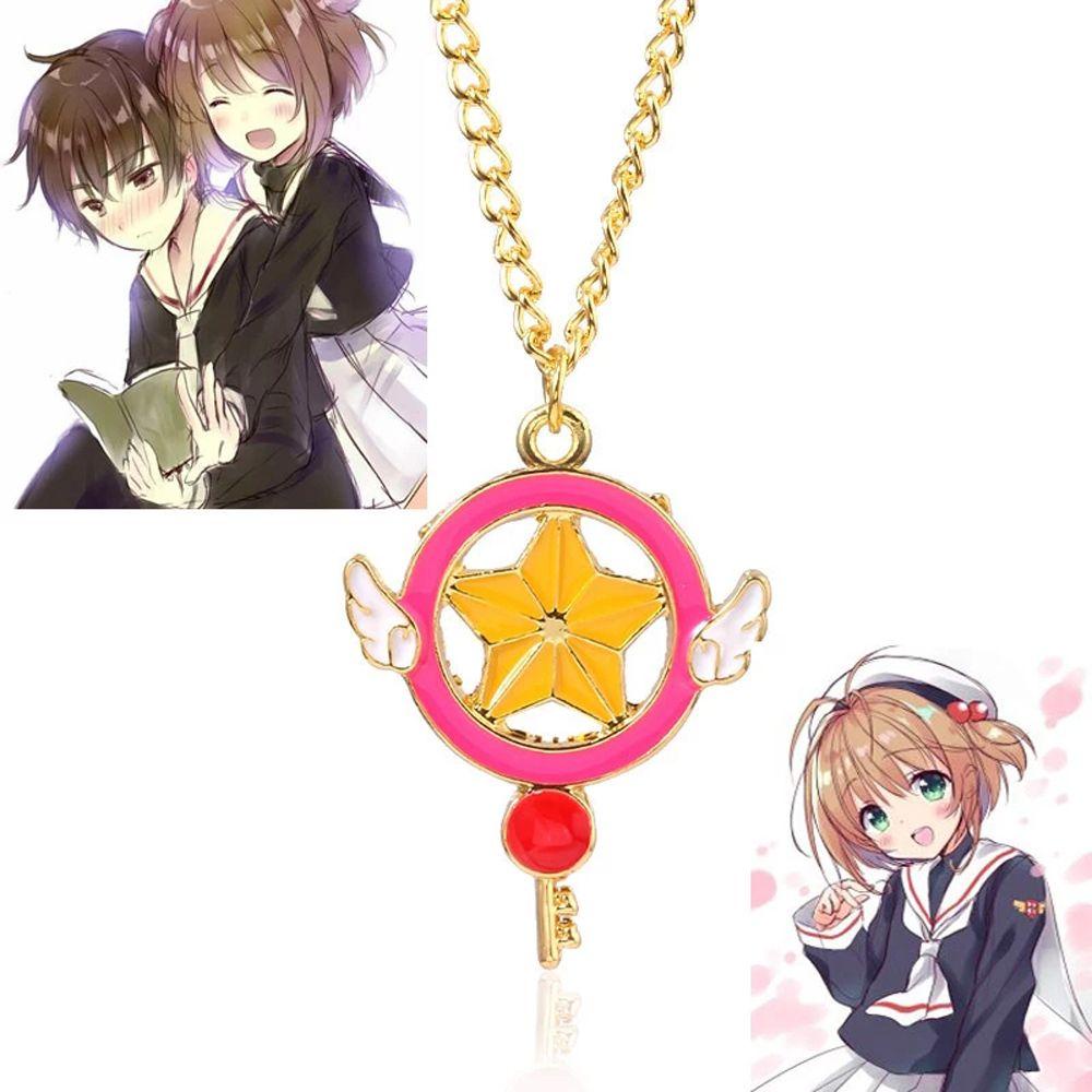 MXBEAUTY Anime Kalung Hadiah Ornamen Perhiasan Hati Gantung Liontin Cardcaptor Sakura Burung Kucing Kelinci Card Captor Necklace