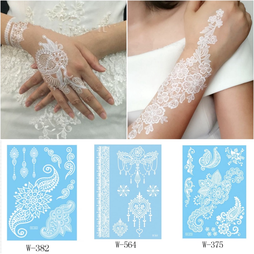 Henna Instant Putih - Hena Tato Pengantin - Sticker Hena