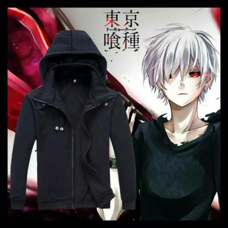 Jaket Anime Tokyo Ghoul Polos Premium /Cosplay Anime Pria Wanita