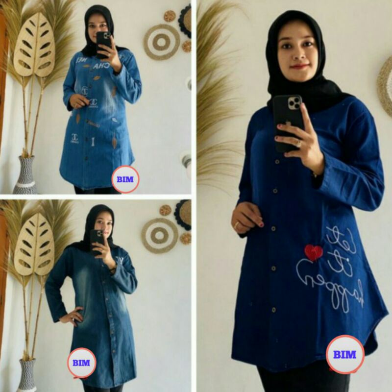 TUNIK JEANS WANITA//BAJU WANITA JEANS//TUNIK JEANS WANITA HALUS//JEANS MURAH