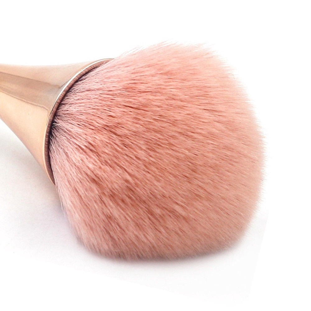 1pc Brush Makeup Dengan Pegangan Bentuk Gelas Wine Warna Rose Gold