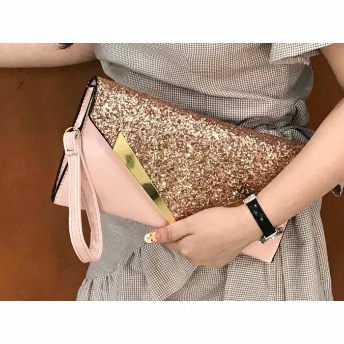 Terlaris TAS DOMPET CLUTCH BAG PESTA KONDANGAN WANITA MEWAH IMPORT TERBARU 122 - Pink
