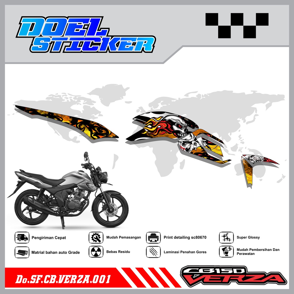 STICKER STRIPING CB VERZA 150 - STICKER STRIPING LIST VARIASI HOLOGRAM , CROME CB VERZA 150 DOEL 001