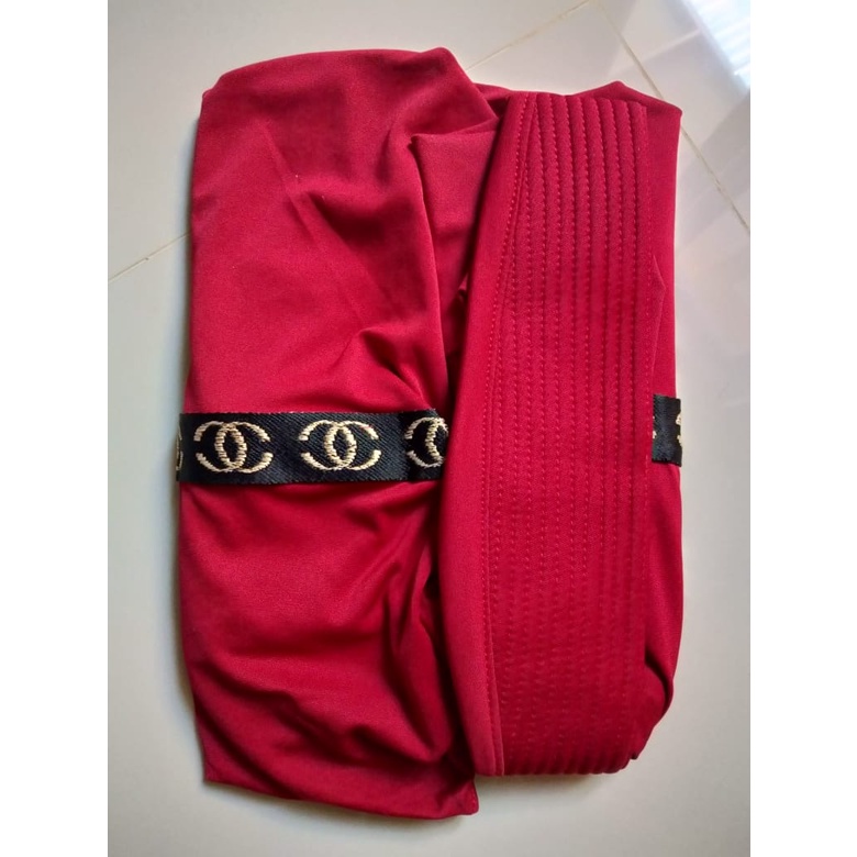 Jilbab instan Renda Channel Kerudung kekinian Bergo terbaru 2021 Hijab Dewasa syar'i-Marun