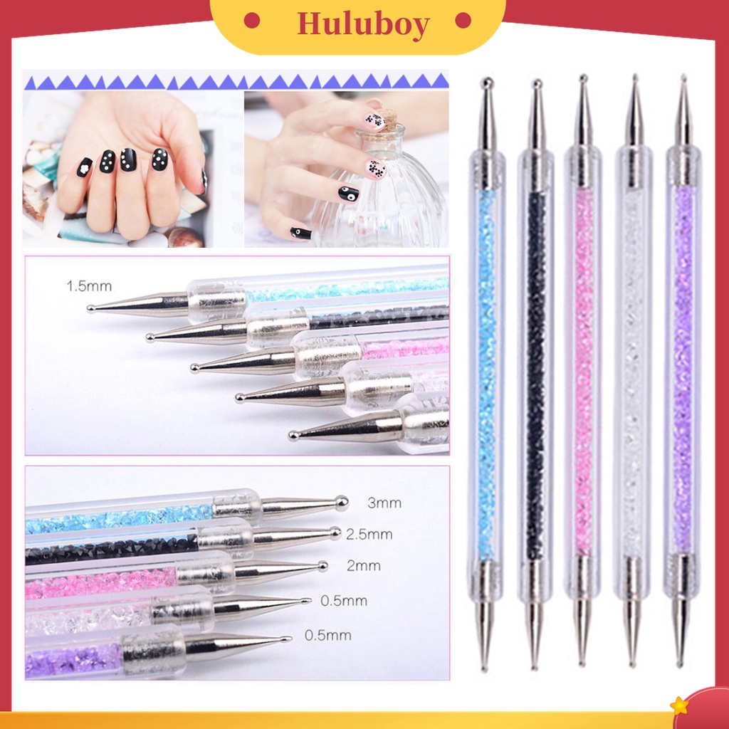 Huluboy Huluboy♡ 19pcs / Set Pen Dotting Gel UV Multifungsi Ultra Tipis Gagang Ergonomis Untuk Nail Art / Manicure