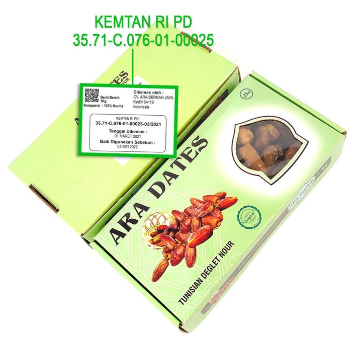 

Kurma Tunisia Tangkai 1Kg Premium Kemtan ARA DATES