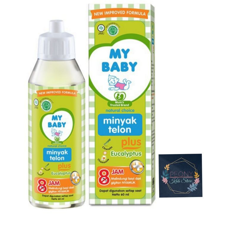 MINYAK TELON MYBABY 60 ML plus Eucalyptus / Minyak Telon my baby Hijau anti nyamuk 8 jam 60ml