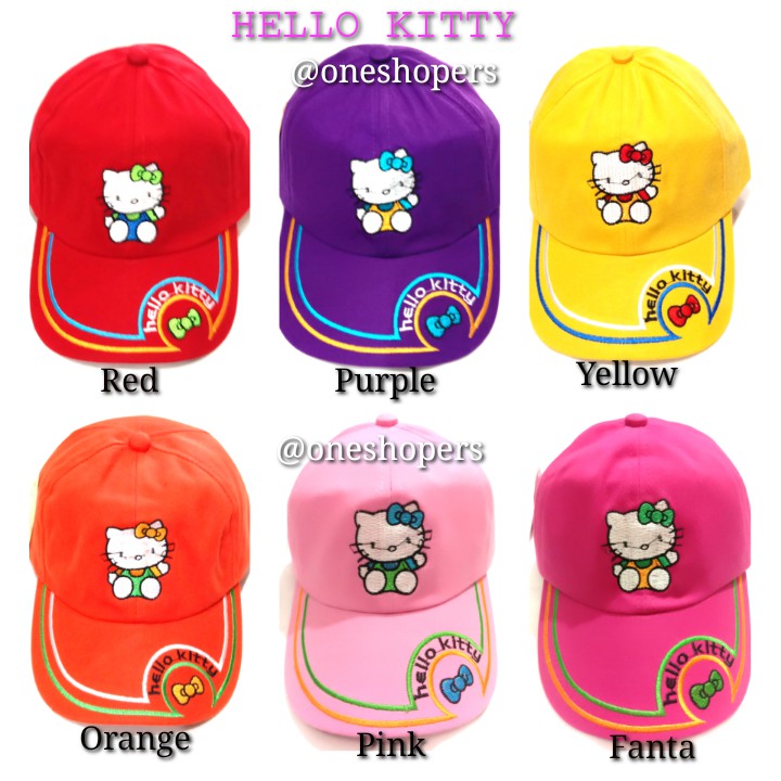 TOPI ANAK KARAKTER HELLO KITTY BORDIR/ TOPI HELLO KITTY