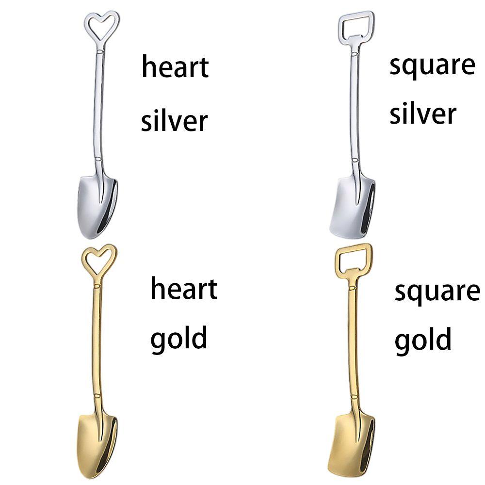 SOLIGHTER 1PC Coffee Spoon Shovel Silver Gold Tableware Tea-spoon Ice Cream Scoop