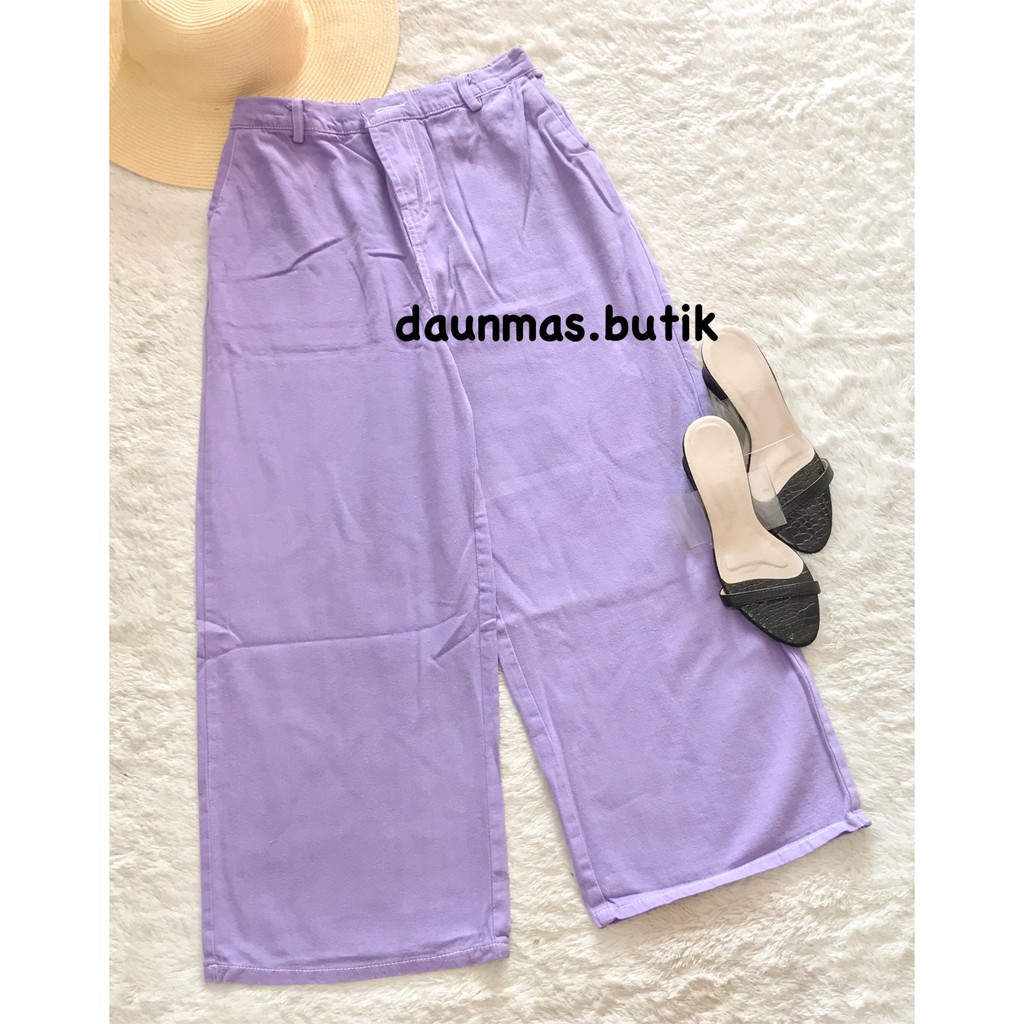 1KG MUAT 4PCS | CELANA KULOT JEANS HIGHWAIST WARNA PASTELA HITS SELEBGRAM FASHION WANITA-KLT LILAC