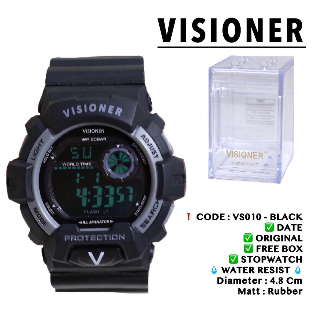 Jam tangan pria original VISIONER free box water ressist fashion sport laki VS010