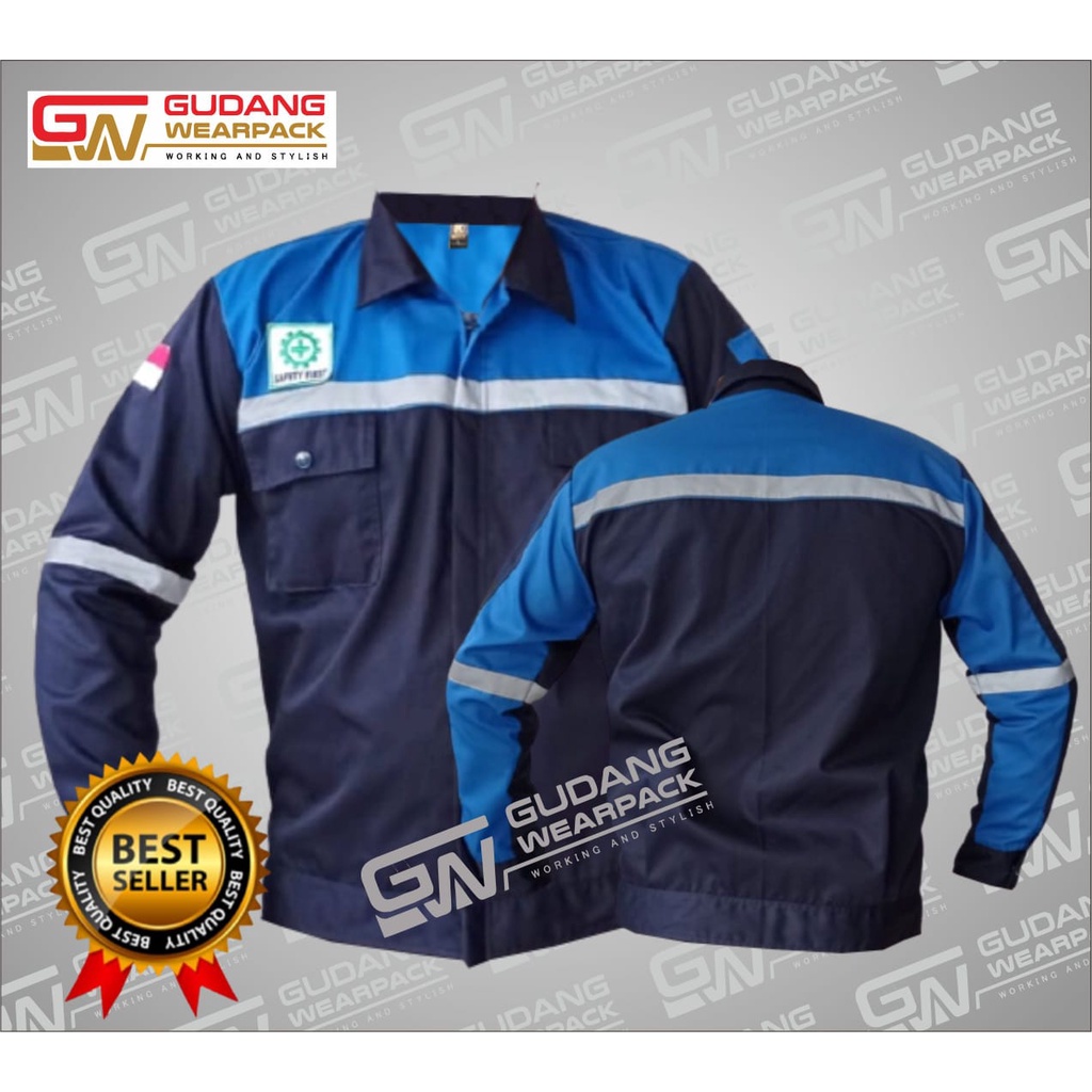 Gudang Wearpack - Baju Kerja Seragam Proyek Warna Dongker - Biru Bca