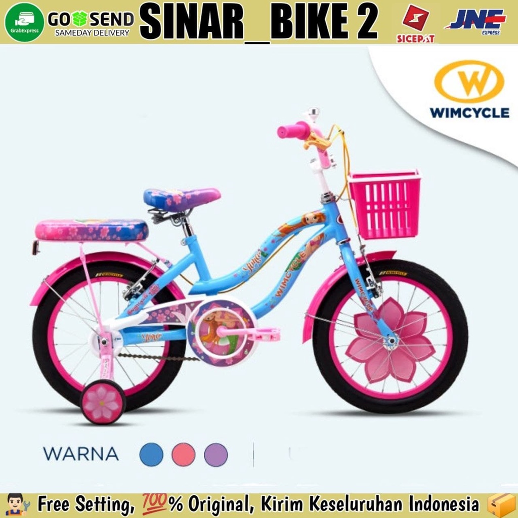 Sepeda Keranjang Anak Perempuan WIMCYCLE YUNA 16,18,&amp; 20 Inch