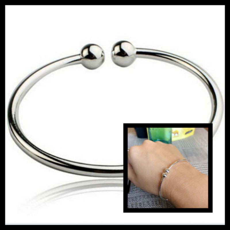 GELANG UNISEX PRIA WANITA STAINLESS BESI BAJA PUTIH ANTI KARAT TERBARU