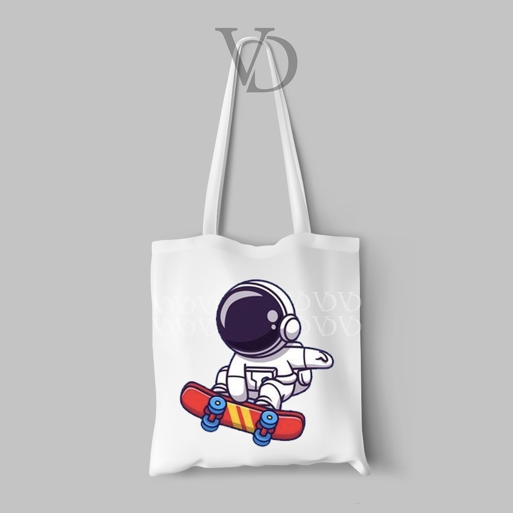 TOTE BAG BAHAN KANVAS CUTE ASTRONOT / PLANET AESTHETIC TOTE BAG / TAS BELANJA KEKINIAN