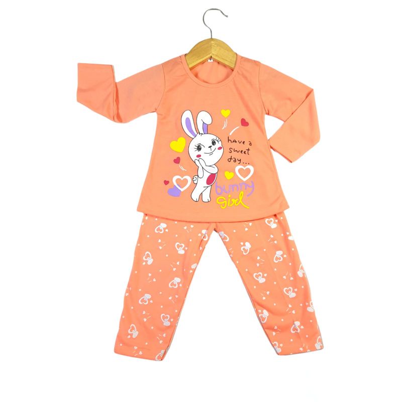 SETELAN SIKUNING PAKAIAN BAJU ANAK PEREMPUAN MOTIF RABBIT 2-7 TAHUN